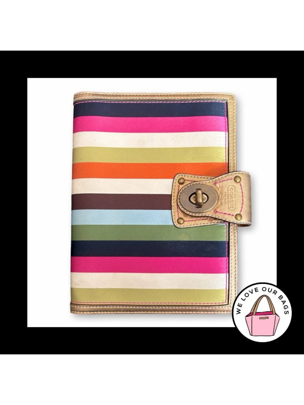 COACH Y2K VINTAGE 65th Anniversary Legacy Stripe Turnlock Planner Agenda Wallet